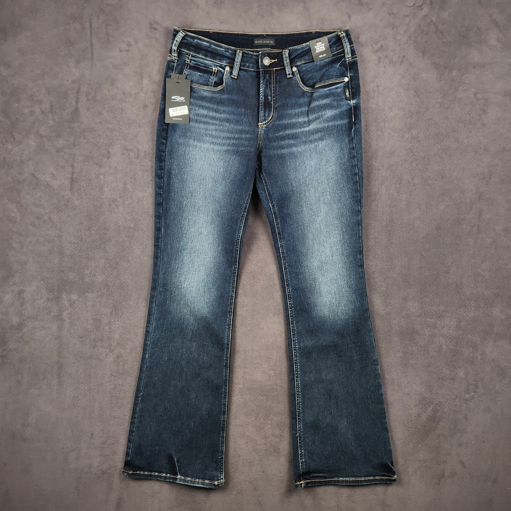 Silver Jeans‎ Co Suki Jeans Womens 32x33 Blue Curvy Fit Mid Rise Bootcut NEW